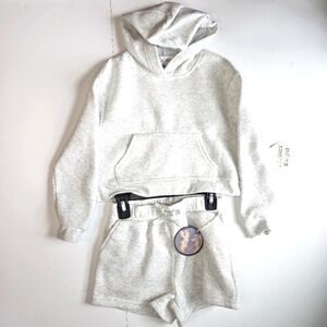 NWT Violet Skye Girls Gray Fleece Hoodie and Shorts Set Size 8